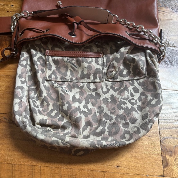 Guess Drawstring Bucket Bag Brown - Picture 11 of 14